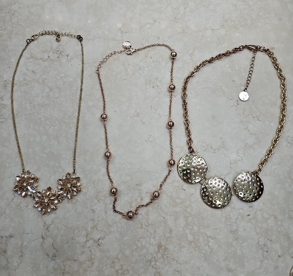 Liz Claiborne Jewelry - Ornate Silver and Rose Gold Necklace Trio with Intricate Pendants